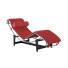 Chaise Lc-4 Cromada em Couro Natural Vermelho