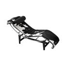Chaise Lc-4 Inox em Couro Vaquejada Preto e Branco