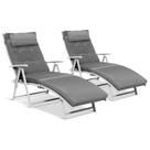 Chaise lounge dobrável Giantex para área externa, cadeira reclinável cinza