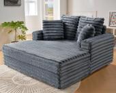 Chaise Lounge VanAcc estofada, cama de pelúcia de 135 cm, cinza