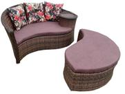 Chaise Orbit com Puff - Tecido Duna Marrom