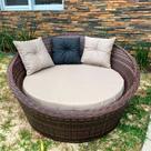 Chaise Orbit em Fibra Sintética - Tecido Duna Deserto + Almofada Preto