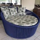 Chaise Palmeira Em Corda Náutica Azul - Tecido Trancoso