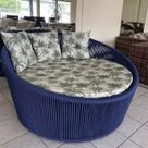 Chaise Palmeira Em Corda Náutica Azul - Tecido Trancoso