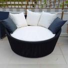 Chaise Palmeira Em Corda Náutica Preta - Tecido Duna Cru