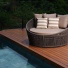 Chaise Redondo 140cm em Corda Náutica Alumínio e 5 almofadas Marrom