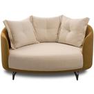 Chaise Redondo Living Orgânico Sala Estar Fixo Roy T03 Linho Cru Veludo Terracota - Lyam Decor