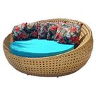 Chaise Sofá Redondo Concha 1,60m Fibra Para Jardim Piscina Nossa Kasa Móveis Palha