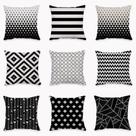 Chaises 9pcs preto branco fronha geométrica capa de almofada quadrada de impressão de pelúcia para sofá 45x45cm