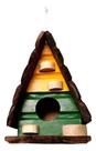 Chalé de Passarinho com Comedouro Feito de Madeira com as Cores da Seleção Brasileira Chalé de Passarinho com Comedouro Feito de Madeira com as Cores da Seleção Brasileira