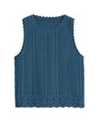 Chaleco de Punto Crochet KIRUNDO Camiseta Sin Mangas Gris Azul Talla M