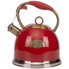 Chaleira Apito LUXGRACE para Fogão Aço Inoxidável 2,8L Vermelha Chaleira Apito LUXGRACE para Fogão Aço Inoxidável 2,8L Vermelha