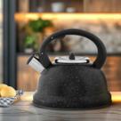 Chaleira Brinox Inox com Apito Preto Marble 2,7L Roma