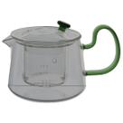 CHALEIRA COM INFUSOR HOME&CO ALÇA VERDE BOROSSILICATO 500ml 10x16x16cm TRANSPARENTE