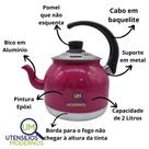 Chaleira de Alumínio de Bico n18 2,L Rosa Pink