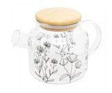 Chaleira de Vidro Borossilicato com Tampa de Bambu Flor 600ml - Wolff