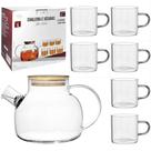 Chaleira de Vidro Com 6 Xicaras + Coador Inox no Bico e Com Tampa de Bambu 1l/120ml - FU XING