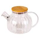 Chaleira de Vidro com Coador Inox Tampa de Bambu 1 Litro