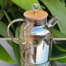Chaleira de Vidro com Infusor de Chá e Tampa de Bambu 1L e 1,8L Bule para Chá e Café