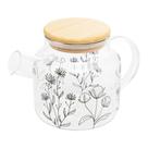 Chaleira de Vidro com Tampa de Bambu (600 ml) Flor