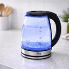 Chaleira Elétrica de Vidro Cristal 1,8 Litros Transparente Inox Jarra Portátil para Esquentar Água Chimarrão Chá Café Ferve e Aquece em Minutos