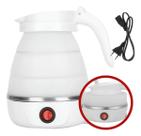 Chaleira Elétrica Dobrável Silicone Branca Portátil para Viagem Rápida.