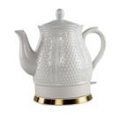 Chaleira Elétrica em Porcelana Elegance Branco Decorada 127V 1,5 Litro