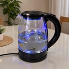 Chaleira Elétrica Jarra De Vidro Cristal Com LED Azul 1,8L