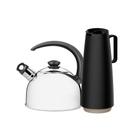 Chaleira em Aço Inox Com Apito 2,1l e Bule Garrafa Térmica 1l Preto Tramontina
