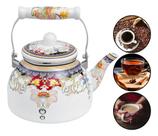 Chaleira Esmaltada 2.5 Litros Charm Sem Apito Fogão Indução Grande Decorativa Bule Porquinho Bico Pescoço de Ganso Inox - Paris