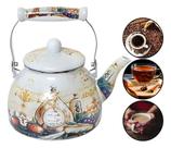 Chaleira Esmaltada 2.5 Litros Charm Sem Apito Fogão Indução Grande Decorativa Bule Porquinho Bico Pescoço de Ganso Inox - Paris