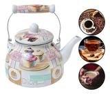 Chaleira Esmaltada 2.5 Litros Charm Sem Apito Fogão Indução Grande Decorativa Bule Porquinho Bico Pescoço de Ganso Inox - Paris