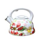 Chaleira Esmaltada Estampada Flores Com Apito 3L Diversas