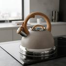 Chaleira Inox Com Apito Brinox Roma 2,7L Indução Cabo Soft Touch Wood Premium Original Com Nota Fiscal
