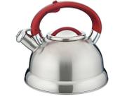 Chaleira inox mor 3l fundo triplo diletta vermelha