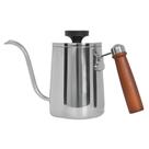 Chaleira Pescoço de Ganso 600ml Bico Fino Inox com Termômetro e Cabo Madeira