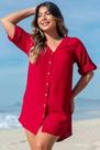 Chamise feminino para saida de praia Chamise de Praia Feminino Saída de Praia Camisão com Botão Lira Vermelha
