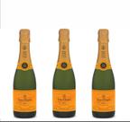 CHAMPAGNE VEUVE CLICQUOT BRUT 375ML C/ 3 Unidades
