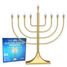Chanukiá Elétrica Masculina Zion Judaica 58 cm Dourado Acetinado USB LED