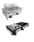 Chapa 70x30 com prensa + Fritador 2 Cuba inox Lanchonete Cozinha Chapeiro
