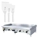 Chapa Americana Profissional 150cm a Gás 18mm Lisa Inox CG150 e Conjunto de Espátulas - Venâncio