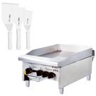 Chapa Americana Profissional 45cm a Gás 8mm Lisa Inox CG45 e Conjunto de Espátulas - Venâncio