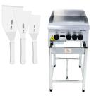 Chapa Americana Profissional 45cm a Gás 8mm Lisa Inox com Pé CGP45 e Espátulas - Venâncio