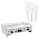 Chapa Americana Profissional 90cm a Gás 18mm Lisa Inox CG90 e Conjunto de Espátulas - Venâncio