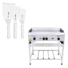 Chapa Americana Profissional 90cm a Gás 18mm Lisa Inox Com Pé Cgp90 e Espátulas - Venâncio