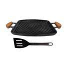 Chapa Bifeteira Grill Antiaderente Alça 31x24cm e Espátula