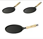 Chapa Bifeteira Redonda 25 cm Em Ferro Para Servir Porção Bares E Restaurantes Kit 3 unidades