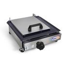 Chapa chapeira de lanches porções hot dog 30x30 a gás aço inox com prensa
