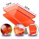 Chapa de Acrílico Laranja Fluorescente 2mm 2x1m 1,0m x 2,0m Placa Transparente Premium Pureza 100 Por cento Virgem Puro Cast