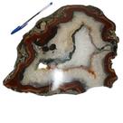 Chapa de Agata Cor Natural Porta Frios Bandeja Pedra 34,5cm